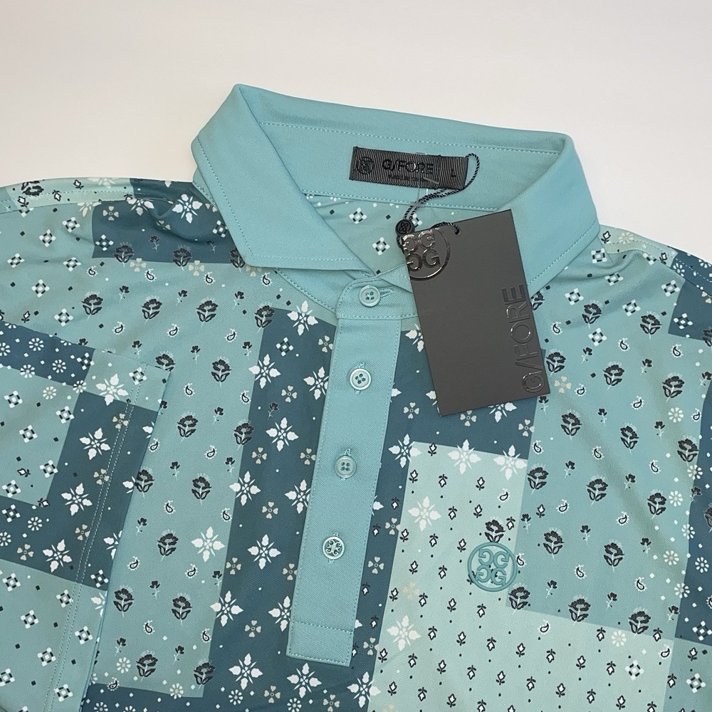 NEW G/FORE Boro Patch Tech Pique Golf Polo Men's Large‎ Floral Short Sleeve